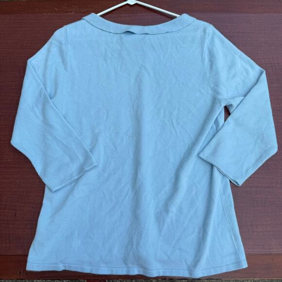 Sag Harbor Light Blue 3/4 Sleeve Knit Top - Size L - Picture 4 of 6